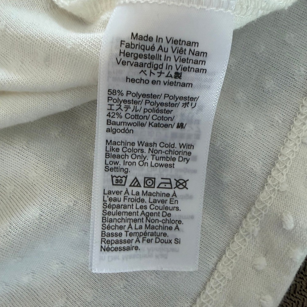 J.Crew Womens White Swiss Dot Pintuck Ruffle Neck Sleeveless Blouse Top Size M - Picture 4 of 4